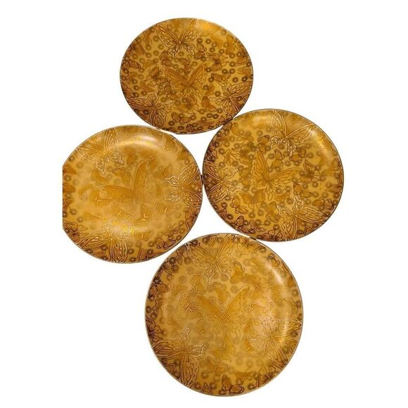 Dorothy C Thorpe VTG Porcelain Salad Plates Gold w/Butterflies- Set of (4) 7.75" - Picture 6 of 15